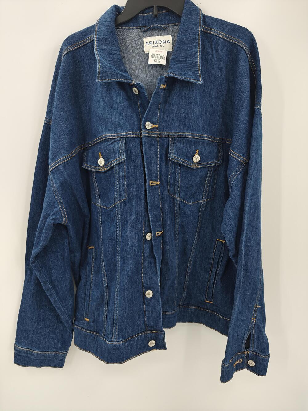 Arizona Jean Co Jacket Mens Extra Large Blue Denim Chore Trucker Button Front